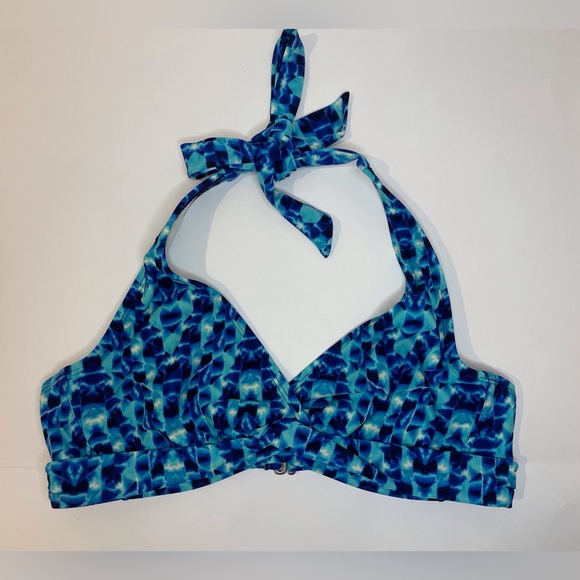 Athleta Women’s Vibrant Blue Patterned Swimwear Top Size 34 B/C - Picture 1 of 7
